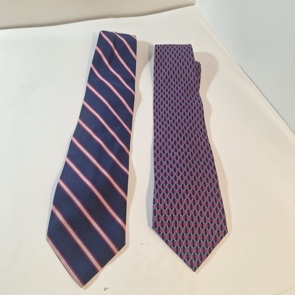 Brooks Brothers Makers Ties Silk & Striped Navy Blue & Purple & Navy Blue 4"/58"